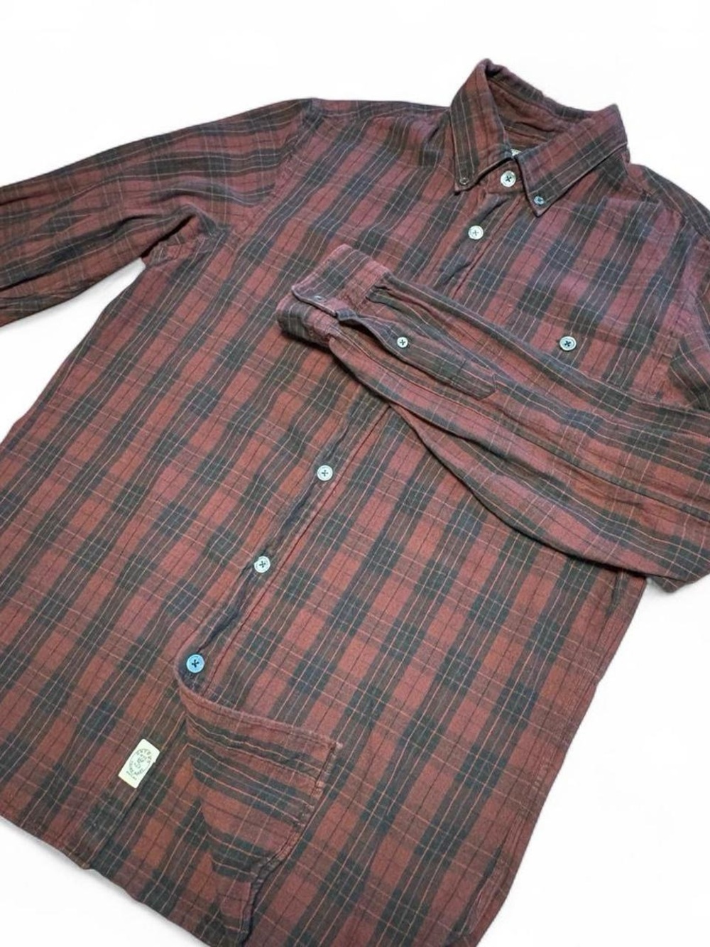 Todd Snyder Red & Black Plaid Button Down Shirt Medium Preppy Casual Golf Mens